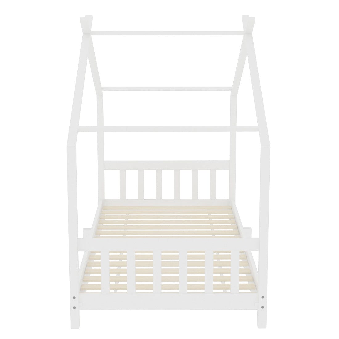 Nordic Style Pine Wood Bed Frame Toddler Kid Single Bed with Roof Bed Frames Living and Home 