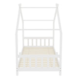 Nordic Style Pine Wood Bed Frame Toddler Kid Single Bed with Roof Bed Frames Living and Home 