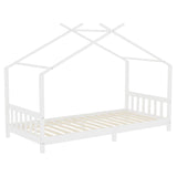 Nordic Style Pine Wood Bed Frame Toddler Kid Single Bed with Roof Bed Frames Living and Home 