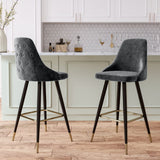 3ft Height Bar Stools with Footrest Set of 2 Velvet Padded Bar Stools Living and Home 