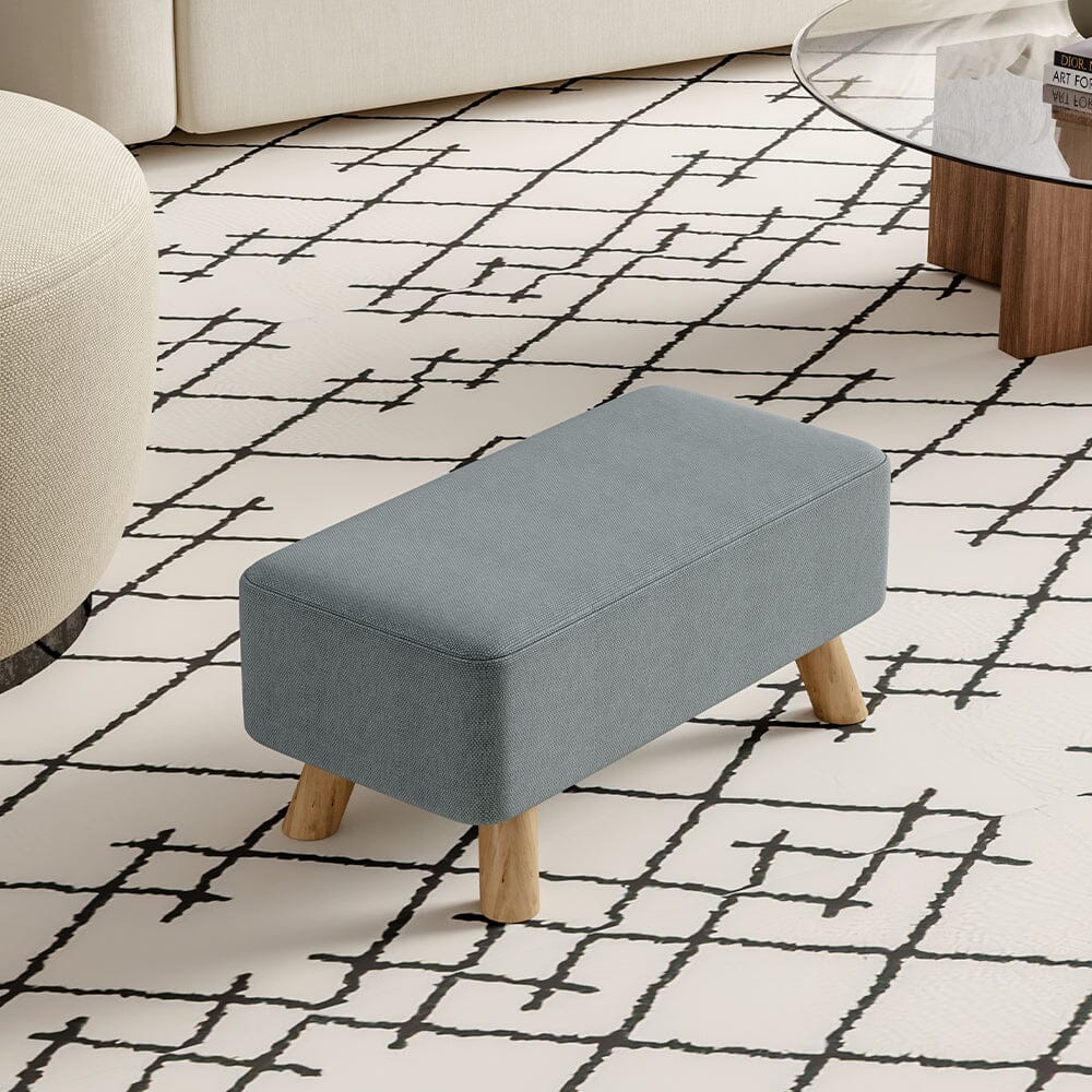 Small Rectangular Entryway Bench Linen Fabric Collection Living and Home Light Grey 