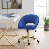 Velvet Swivel Office Chair Height Adjustable Home Office Chairs Living and Home Blue 