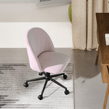 Pink Velvet Adjustable Office Chair with Rolling Wheels Living and Home 