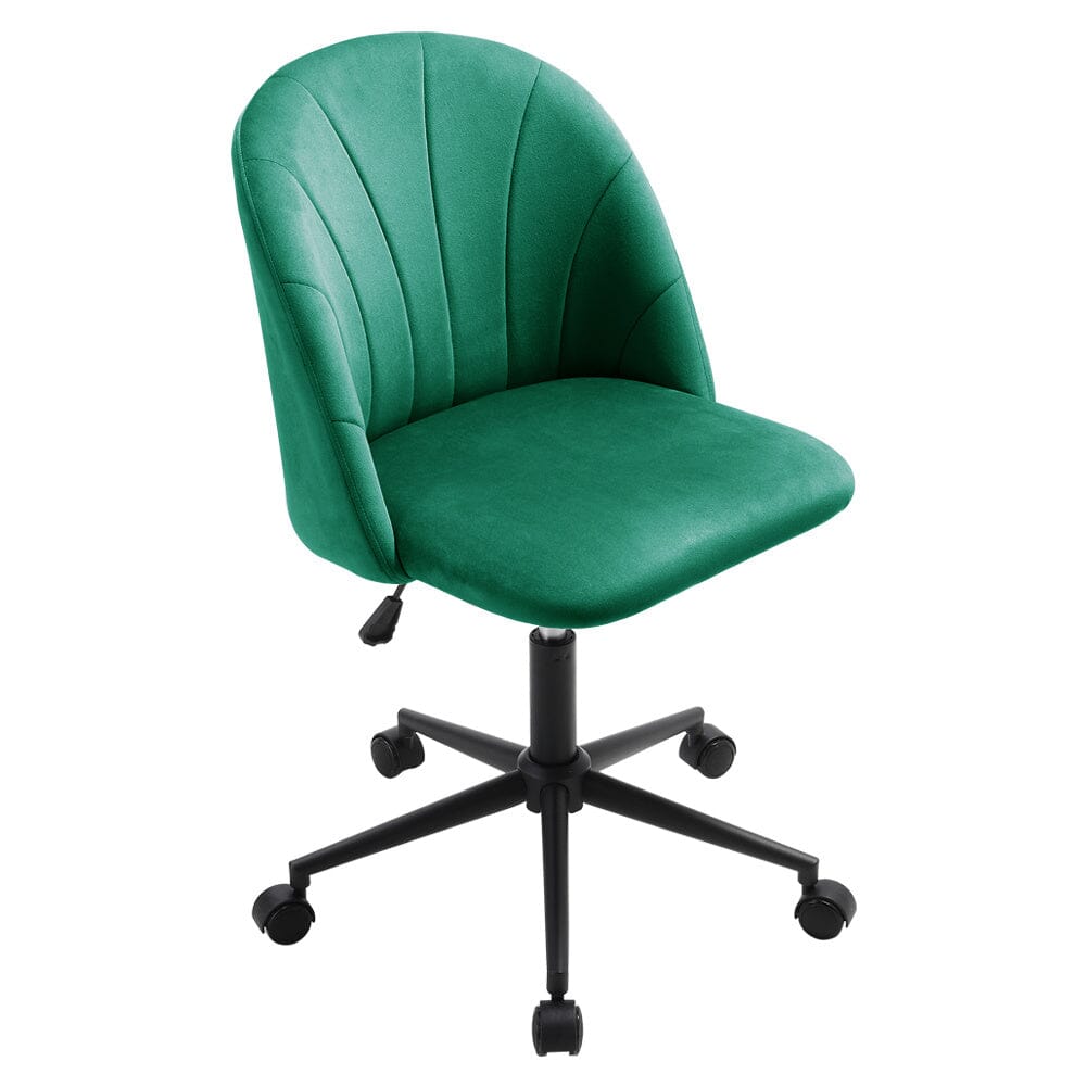 Modern Green Office Chair with Velvet Upholstery and Rolling Base Living and Home 