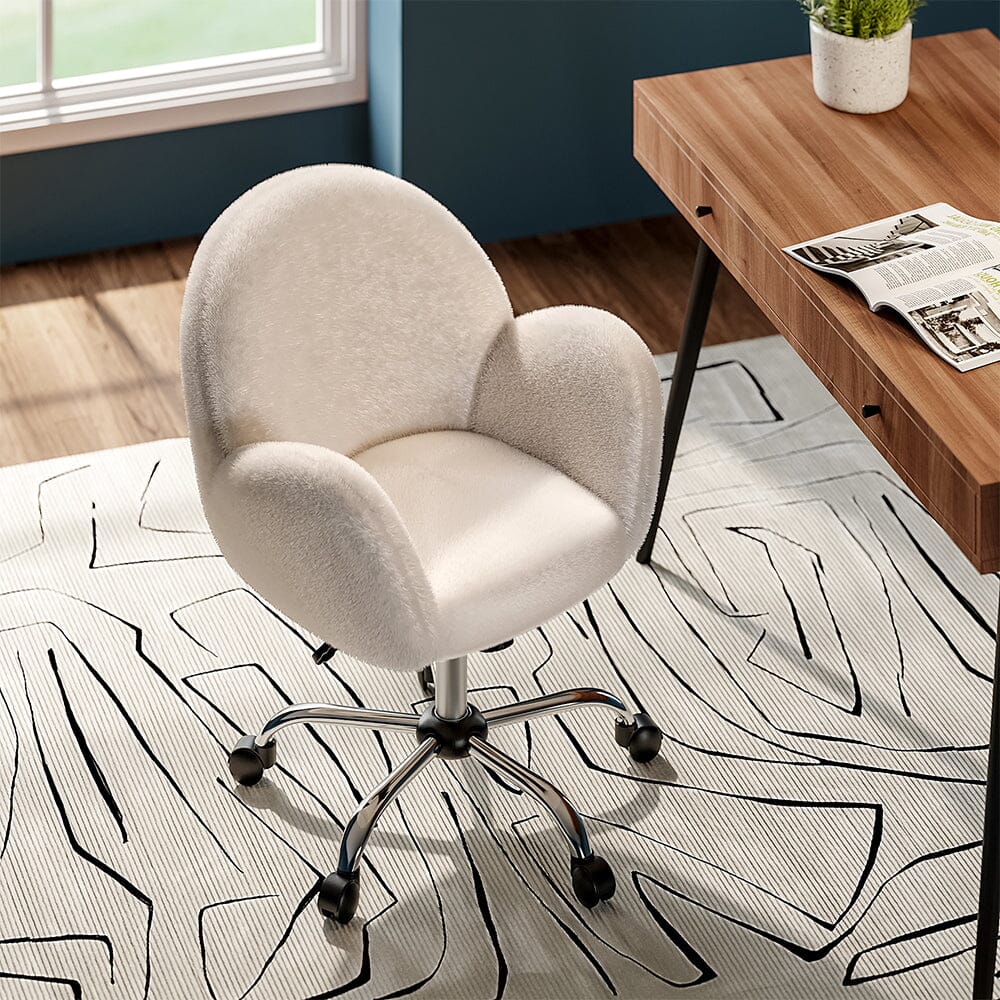 Classic White Upholstered Office Chair with Wood Accents Living and Home 