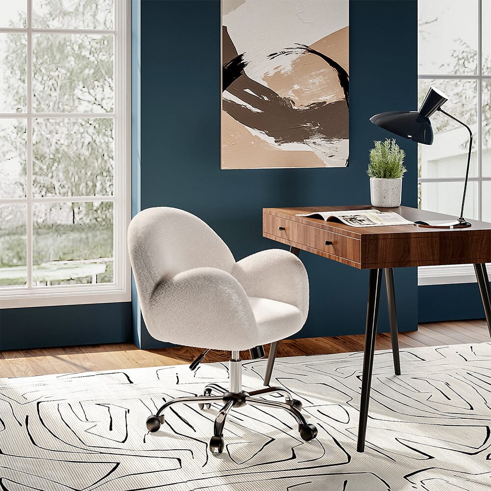 Classic White Upholstered Office Chair with Wood Accents Living and Home 