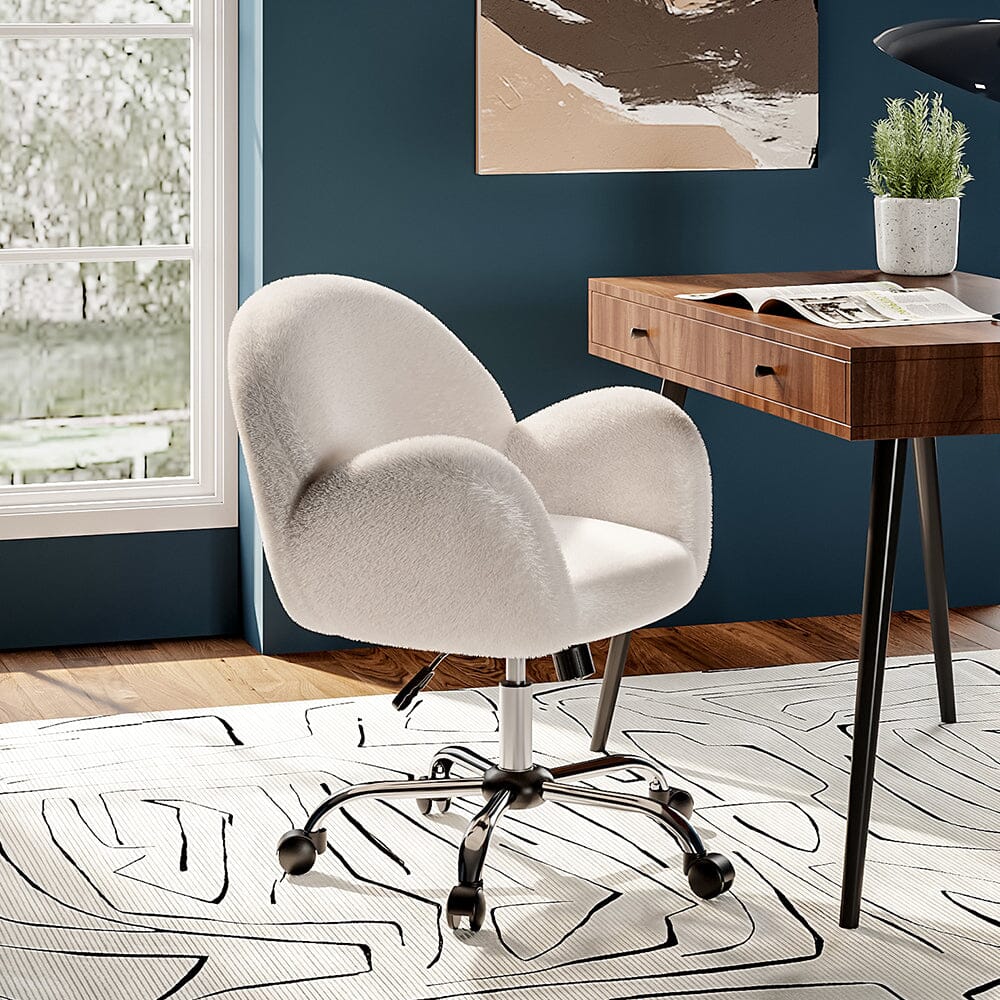 Classic White Upholstered Office Chair with Wood Accents Living and Home 