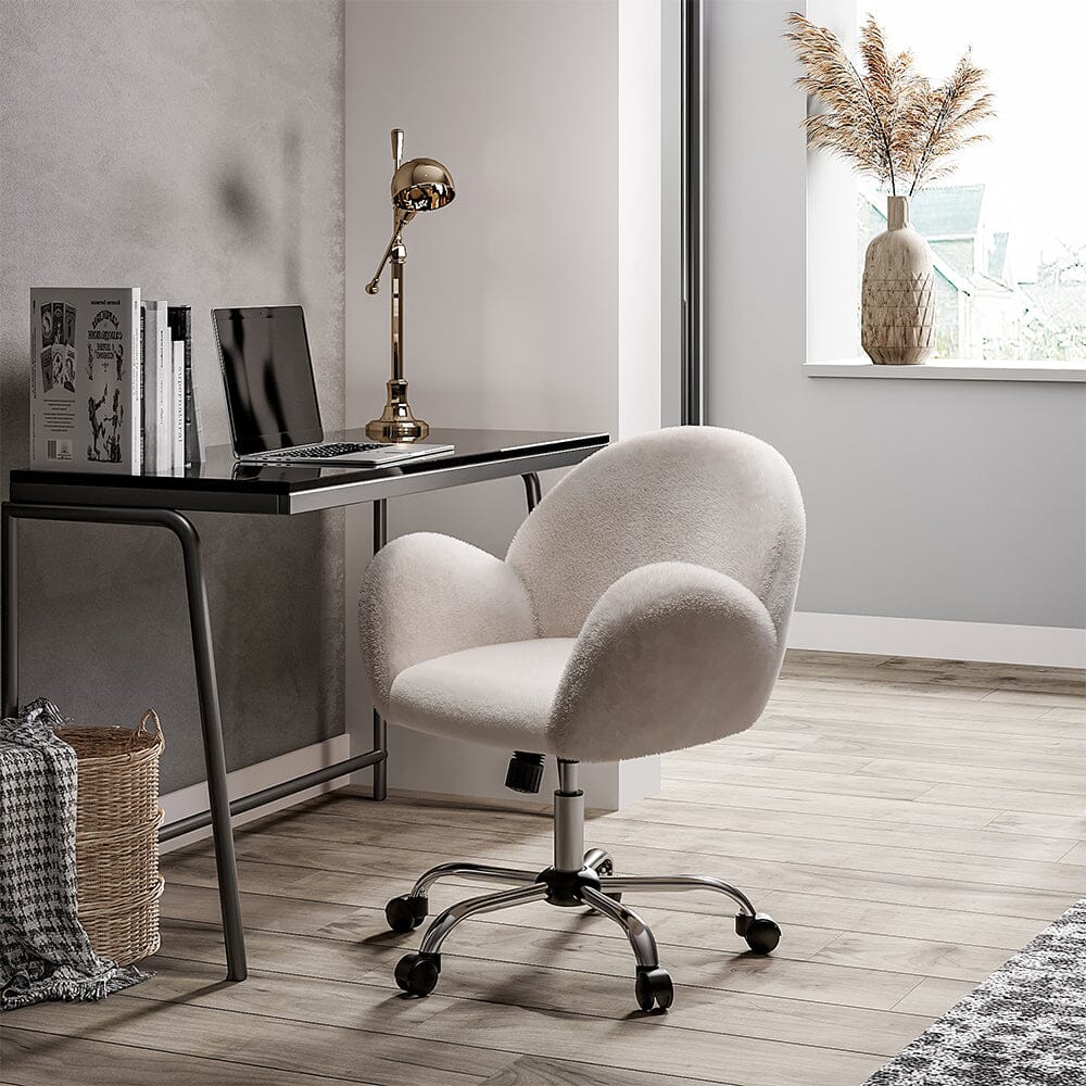Classic White Upholstered Office Chair with Wood Accents Living and Home 