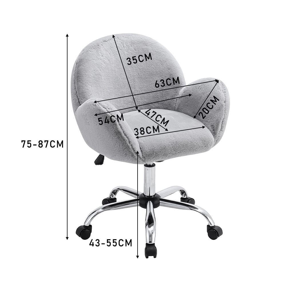 Grey Plush Adjustable Office Chair with Armrests and Rolling Wheels Living and Home 