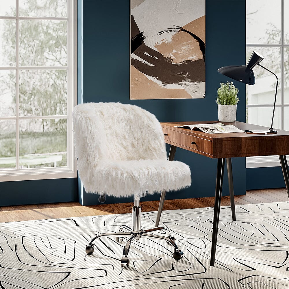 Elegant White Office Chair with Chrome Star Base Living and Home 