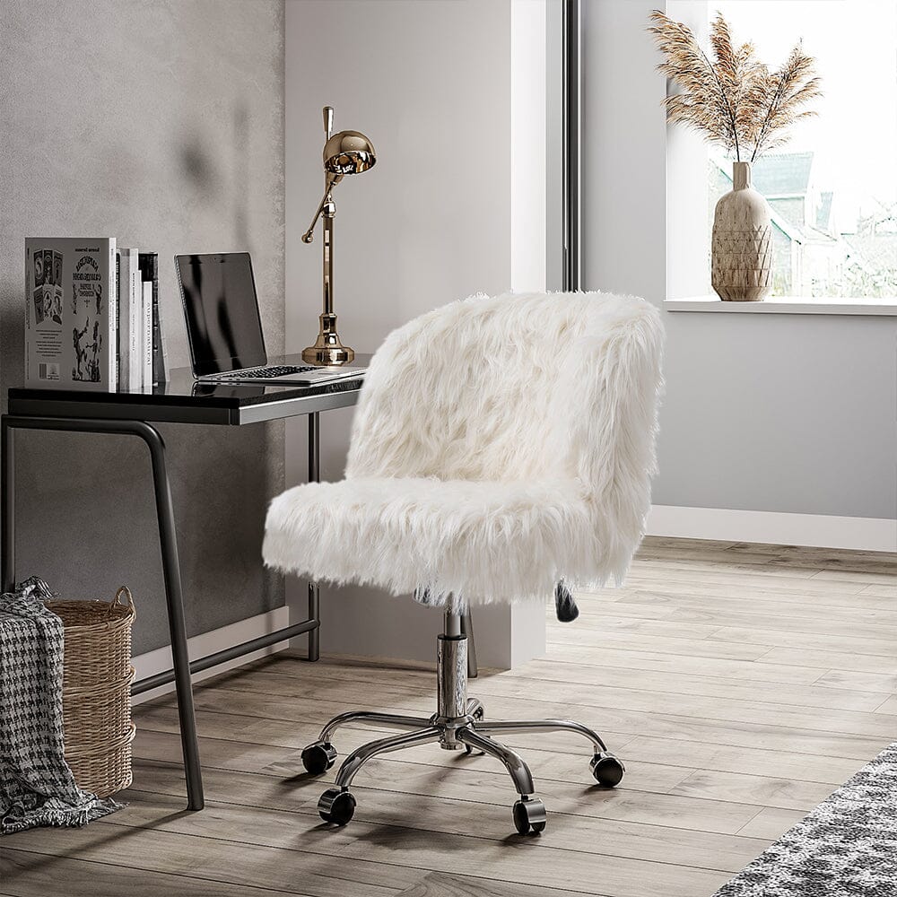 Elegant White Office Chair with Chrome Star Base Living and Home 