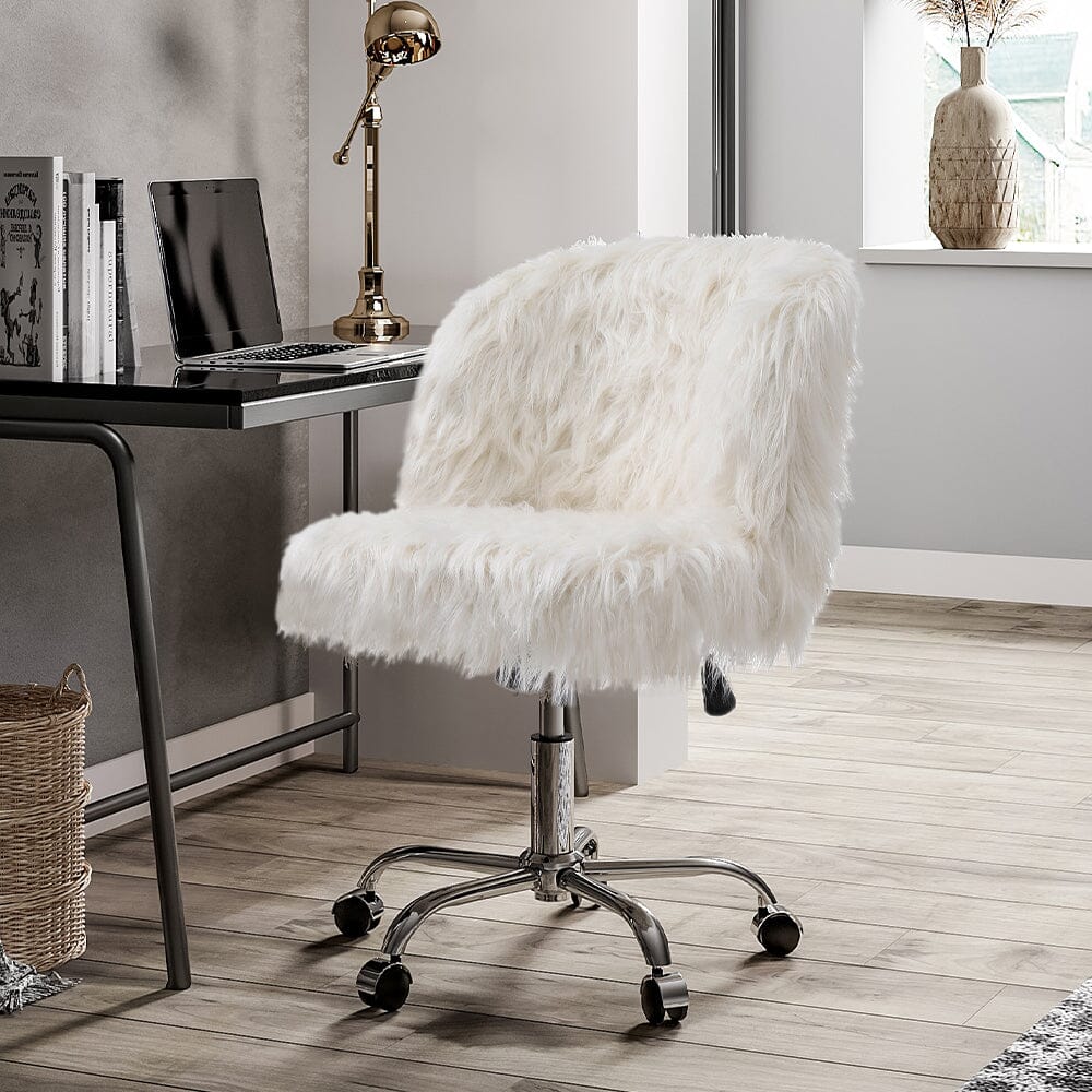 Elegant White Office Chair with Chrome Star Base Living and Home 