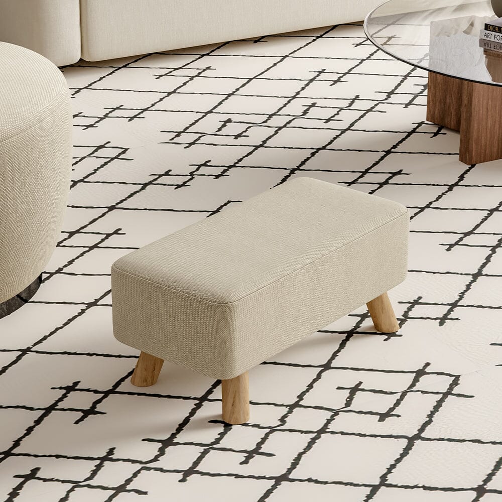 Small Rectangular Entryway Bench Linen Fabric Collection Living and Home Beige 