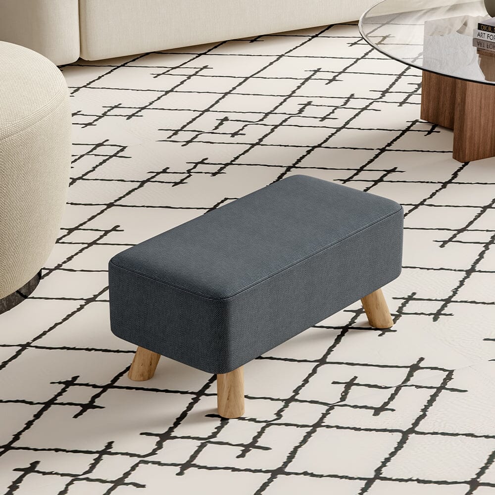 Small Rectangular Entryway Bench Linen Fabric Collection Living and Home Dark Grey 