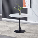 90cm Dia Modern Round Dining Tables Tulip Table with Metal Base Dining Tables Living and Home White 
