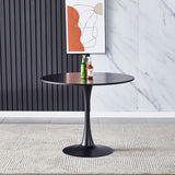 90cm Dia Modern Round Dining Tables Tulip Table with Metal Base Dining Tables Living and Home Black 