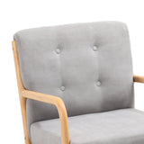 Grey Linen Rocking Chair Upholstered Seat Lounge Chair with Pillow Rocking Chairs Living and Home 