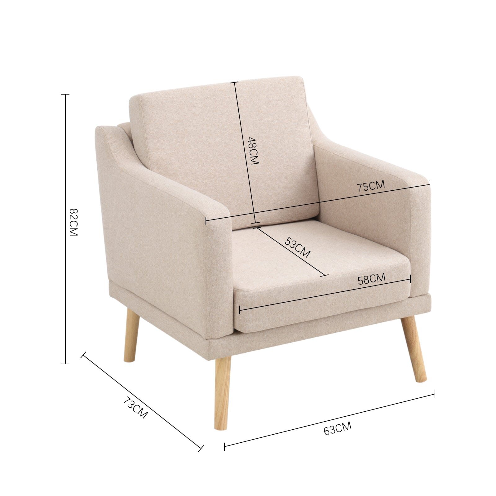 Linen Upholstered Padded Armchair for Home and Office Armchair Living and Home 