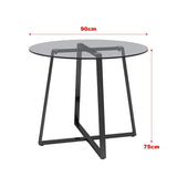 Round Dining Table 90cm Metal Based Glass Coffee Table Dining Tables Living and Home 