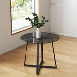 Round Dining Table 90cm Metal Based Glass Coffee Table