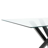 Glass Top Dining Table 130x80cm with Crossing Metal Legs Dining Tables Living and Home 