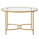 Round Coffee Table Glass Top Crossed C Base Centre Table Coffee Tables Living and Home 