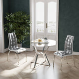 Grey Faux Leather Dining Chair with Metal Legs Dining Chairs Living and Home 