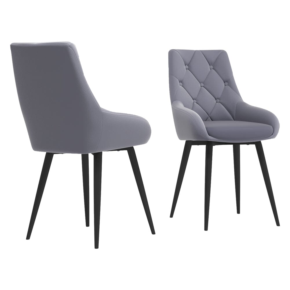 Velvet Dining Chairs with Black Metal Legs – Set of 2 Living and Home 