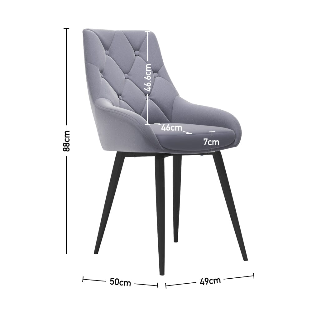 Velvet Dining Chairs with Black Metal Legs – Set of 2 Living and Home 