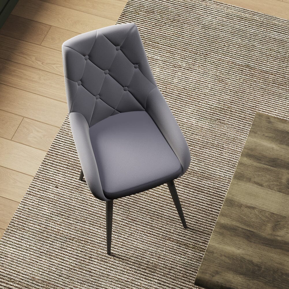 Velvet Dining Chairs with Black Metal Legs – Set of 2 Living and Home 