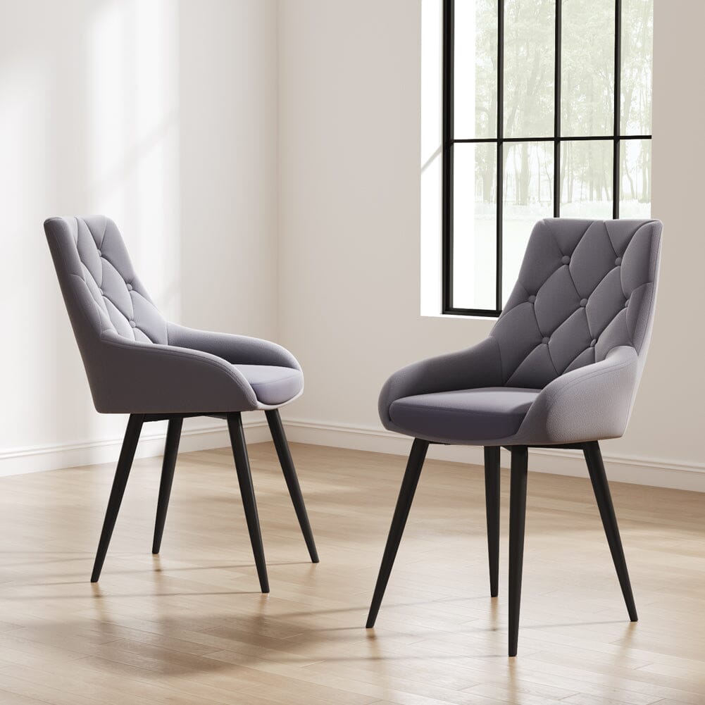 Velvet Dining Chairs with Black Metal Legs – Set of 2 Living and Home 