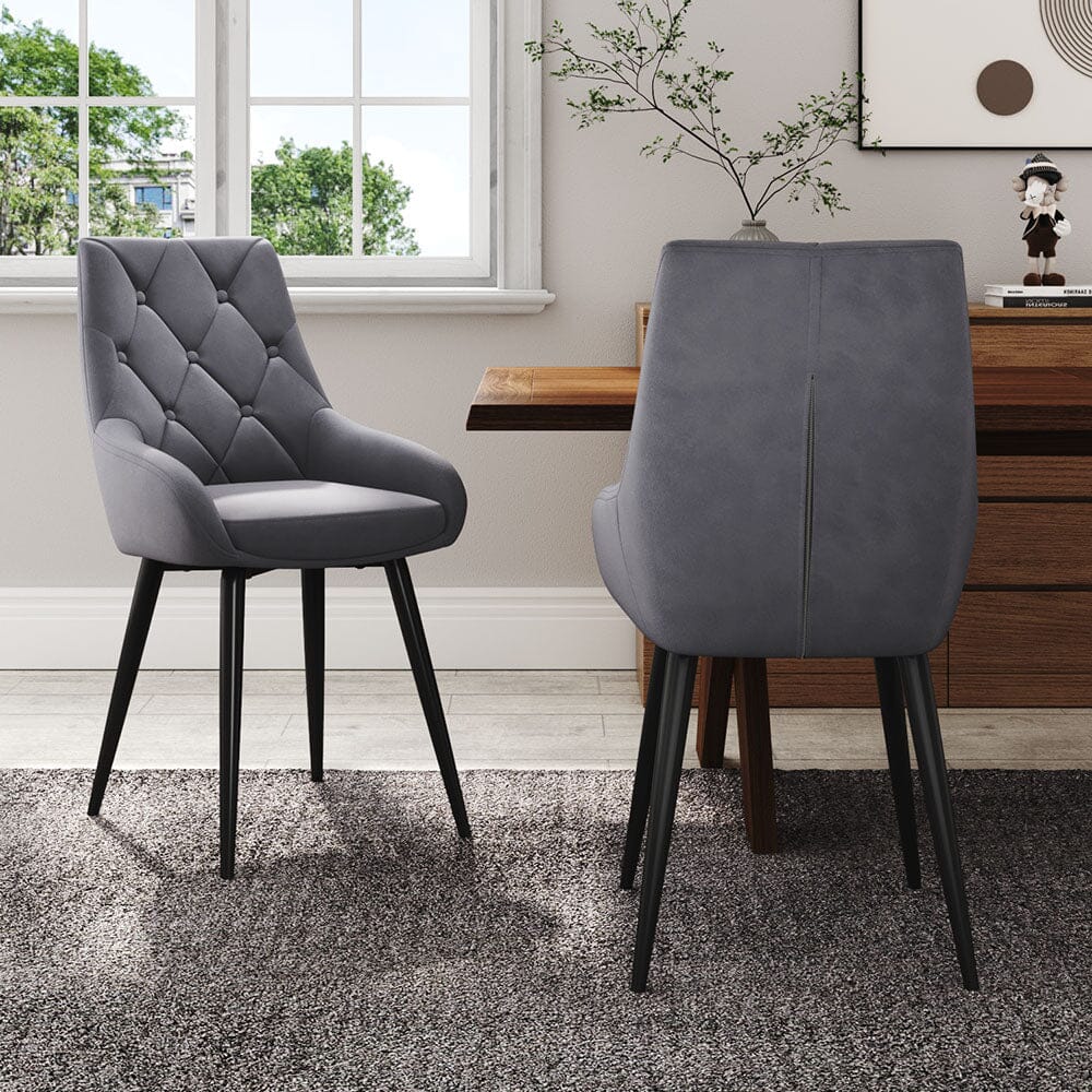 Velvet Dining Chairs with Black Metal Legs – Set of 2 Living and Home 