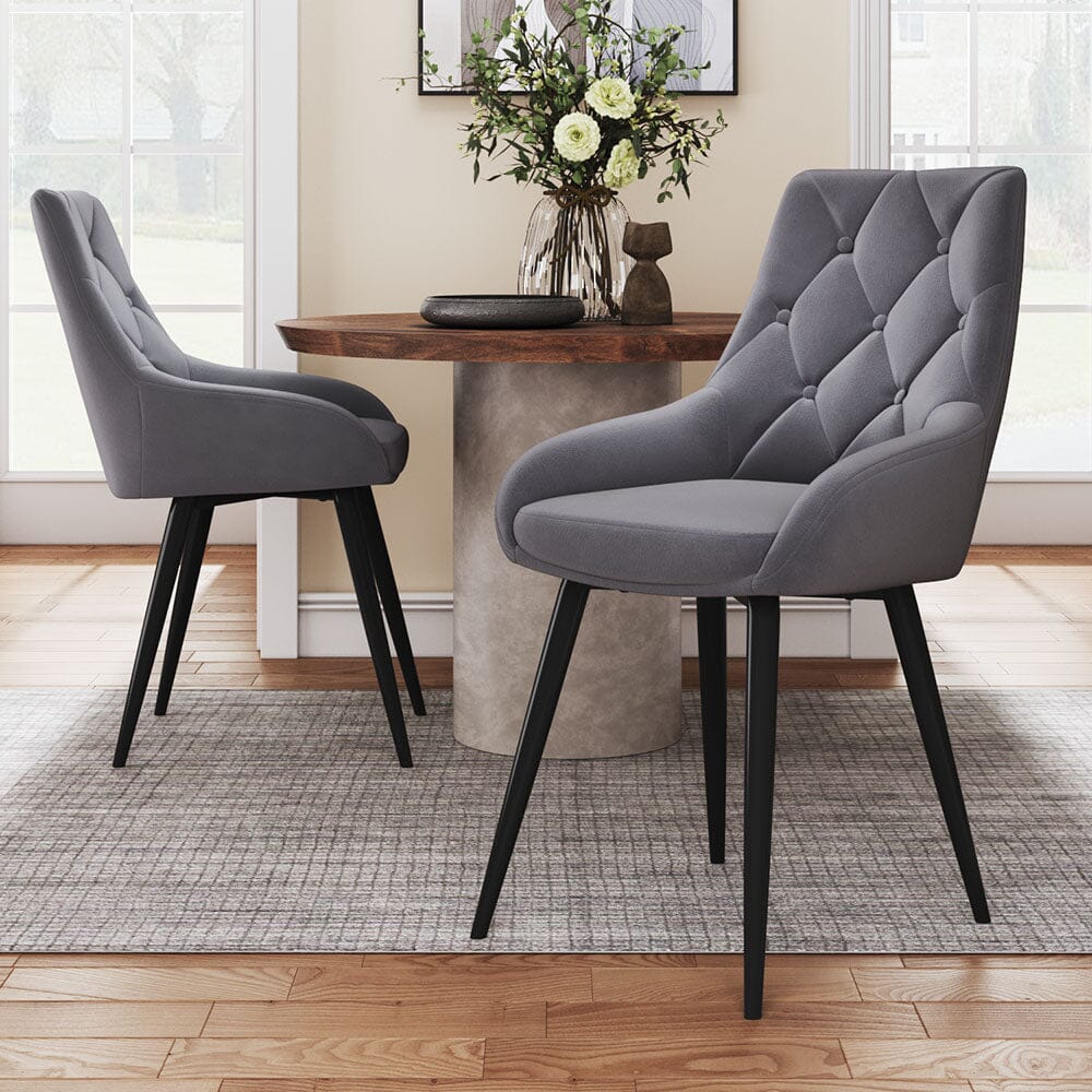 Velvet Dining Chairs with Black Metal Legs – Set of 2 Living and Home 