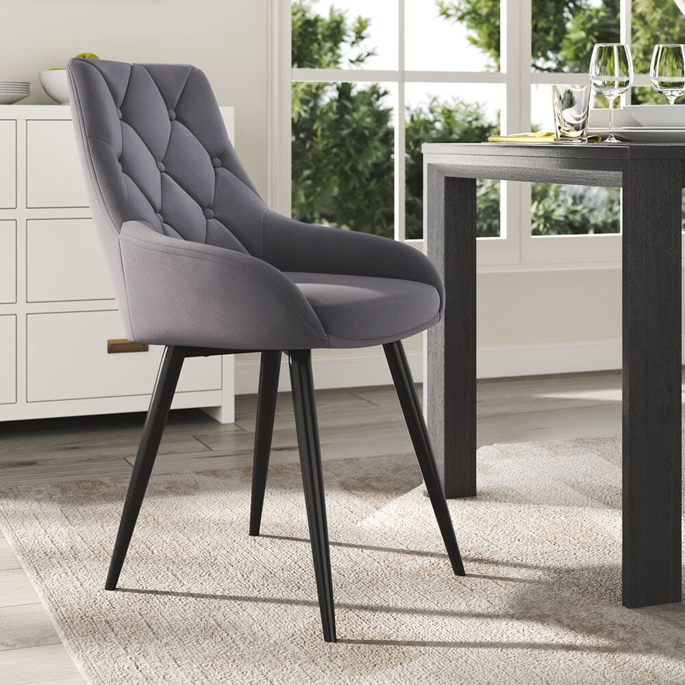 Velvet Dining Chairs with Black Metal Legs – Set of 2 Living and Home 