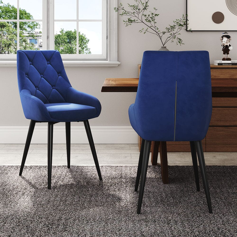 Velvet Dining Chairs with Black Metal Legs – Set of 2 Living and Home 