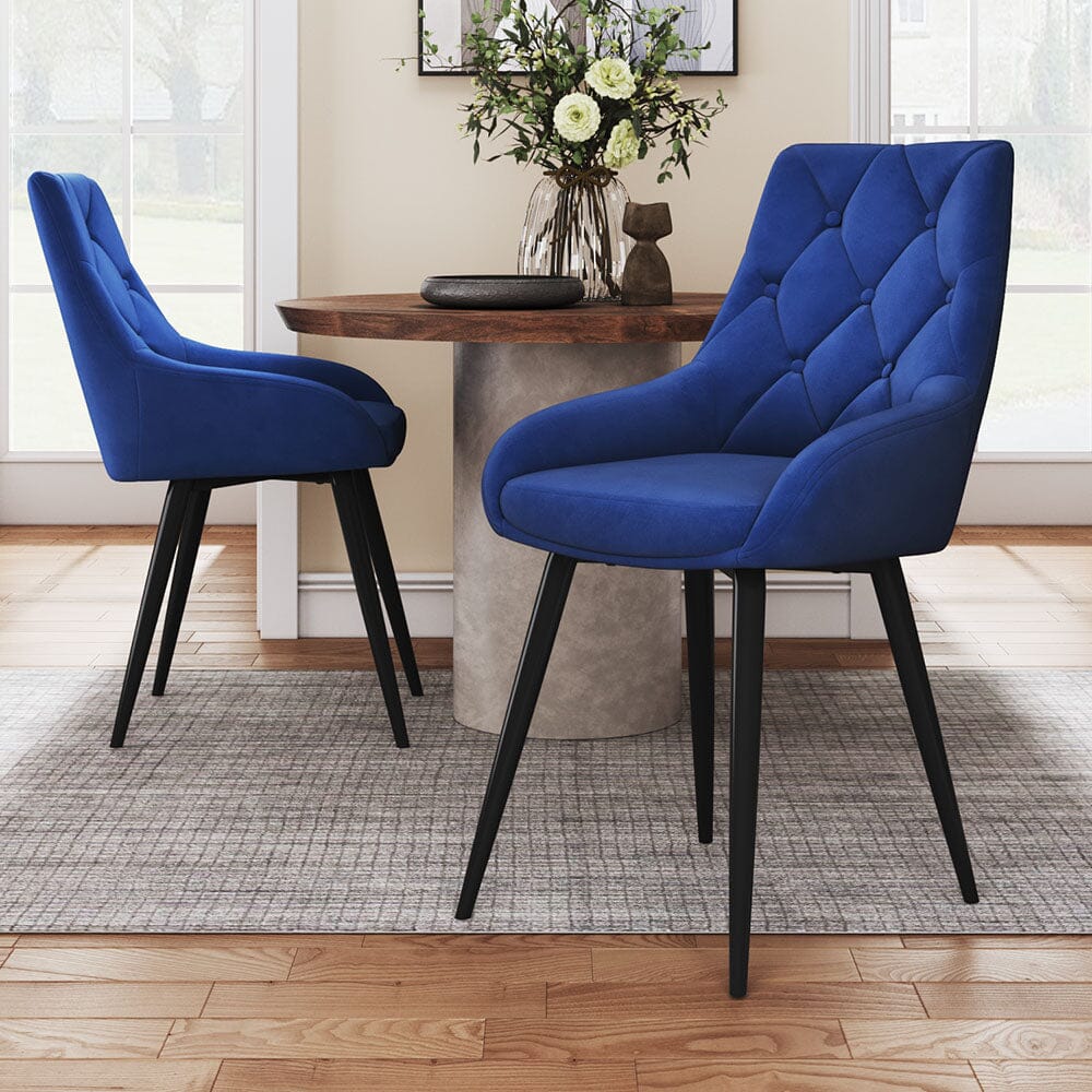 Velvet Dining Chairs with Black Metal Legs – Set of 2 Living and Home 