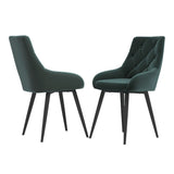88cm Height Set of 2 Green Dining Chair Accent Chair Velvet Upholstery Dining Chairs Living and Home 