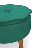 Round Petal Velvet Storage Ottoman Footstool with Lift-off Lid Storage Footstools & Benches Living and Home 