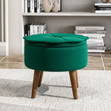Round Petal Velvet Storage Ottoman Footstool with Lift-off Lid Storage Footstools & Benches Living and Home 
