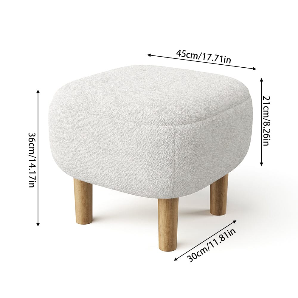 Square Teddy Fabric Ottoman Stool with Tufted Detail Living and Home 