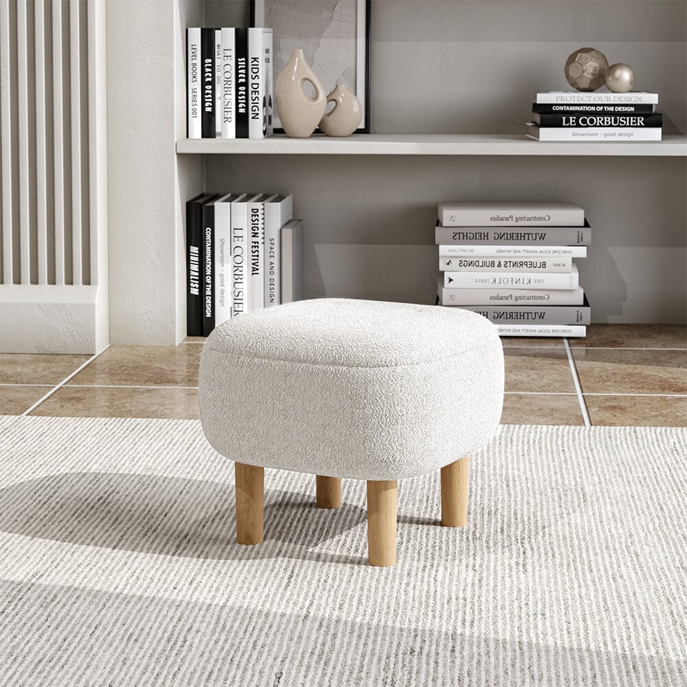 Square Teddy Fabric Ottoman Stool with Tufted Detail Living and Home 