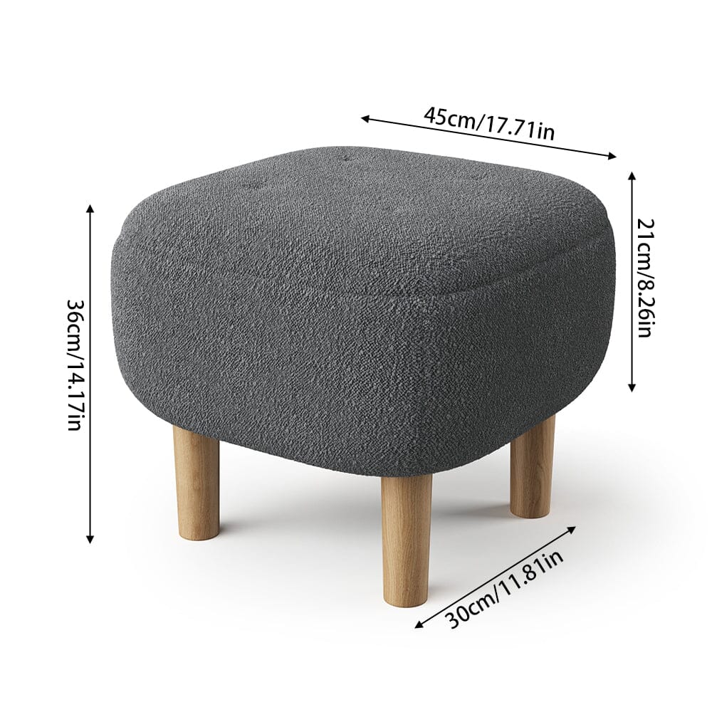Square Teddy Fabric Ottoman Stool with Tufted Detail Living and Home 
