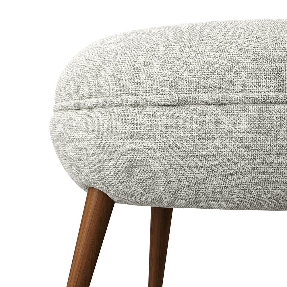 Linen Oval Stool Ottoman Footstool with Wooden Legs Footstools Living and Home 