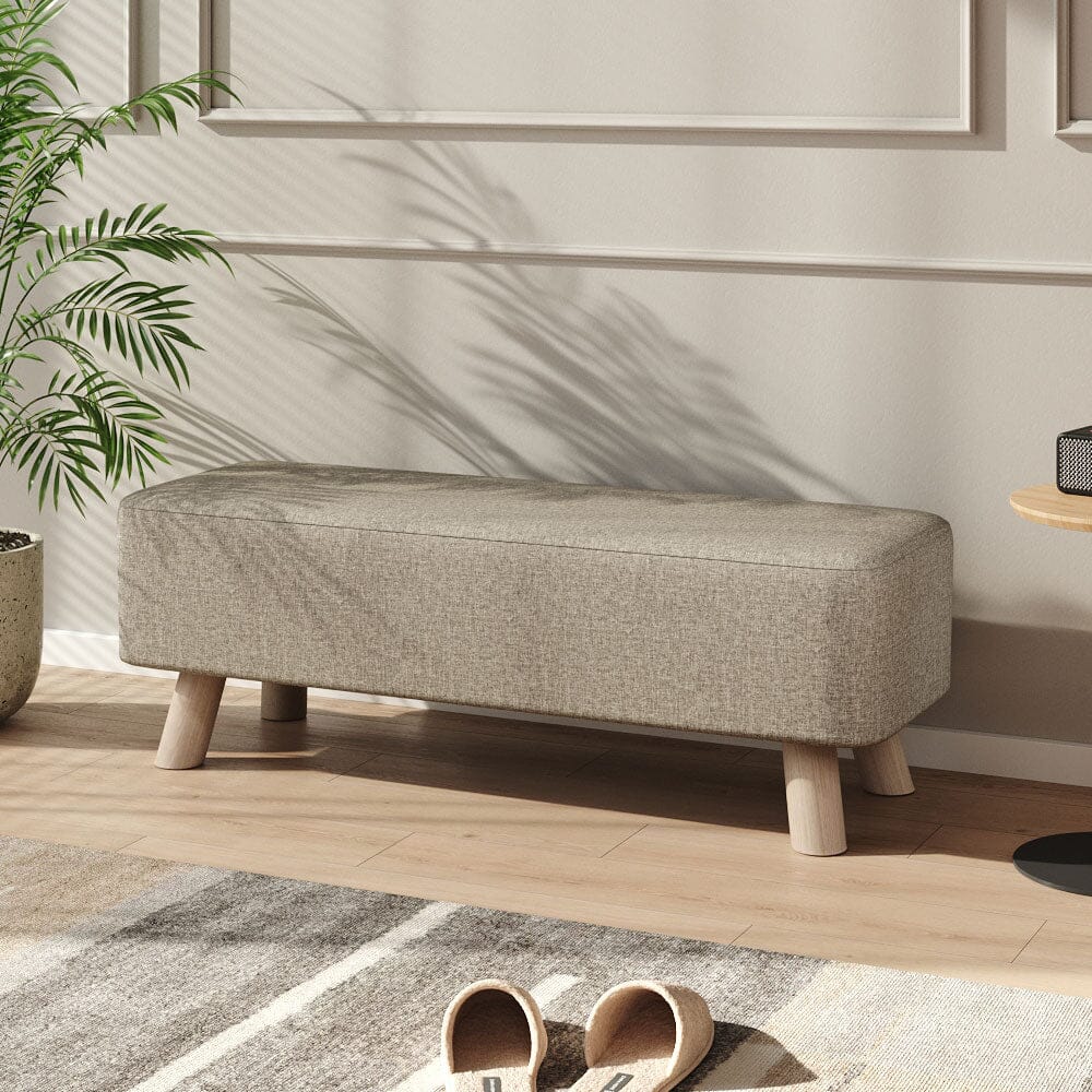 Large Rectangular Entryway Bench Linen Fabric Collection Living and Home Beige 