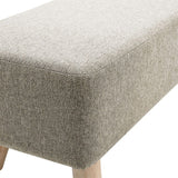 32 Inch Linen Banquette Footstool with Natural Wooden Legs Footstools Living and Home 