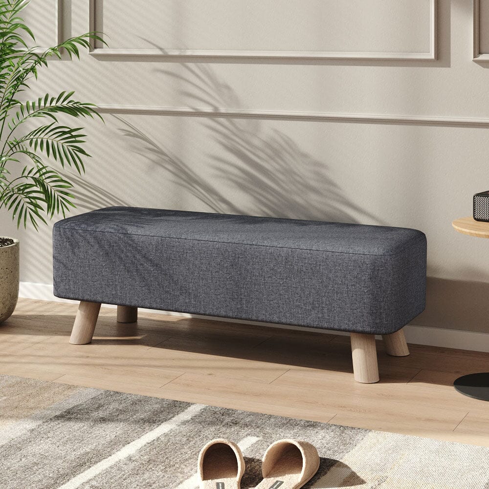 Large Rectangular Entryway Bench Linen Fabric Collection Living and Home Dark Grey 