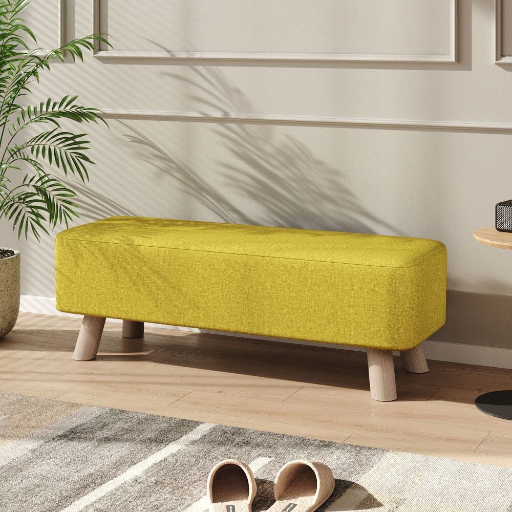Large Rectangular Entryway Bench Linen Fabric Collection Living and Home Yellow 