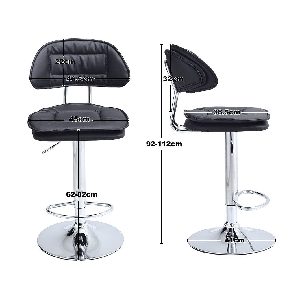 Stylish Black Adjustable Bar Stool with Cloud-Shaped PU Upholstery Living and Home 