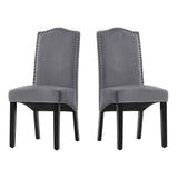 Grey Velvet High Back Dinning Chair Set of 2 Dining Chairs Living and Home 