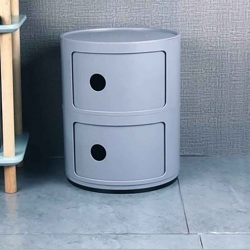 Gray 2-Tier Round ABS Plastic Storage Cabinet Living and Home 
